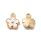 Alloy Enamel Pandants, Lead Free & Cadmium Free, Light Gold, Flower Charm, White, 10x8x2.5mm, Hole: 1.4mm