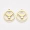 201 Stainless Steel Pendants, Laser Cut Pendants, Flat Round with Eagle, Golden, 17x15x1mm, Hole: 1.4mm