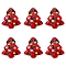 6Pcs Handmade Bumpy Glass Beads Strands, Hand Drawn Beads, Dyed & Heated, with Enamel, Christmas Trees, FireBrick, 16x14.5x7mm, Hole: 1.2mm