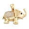 Rack Plating Brass Micro Pave Cubic Zirconia Pendants, Long-Lasting Plated, Cadmium Free & Lead Free, Elephant, Golden, 16.5x25x6mm, Hole: 5x4mm
