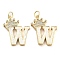 Brass Micro Pave Clear Cubic Zirconia Pendants, Cadmium Free & Lead Free, with Synthetic Opal, Real 18K Gold Plated, with Jump Ring, Letter W, 26.5~33x14~23.5x3.5~4.5mm, Hole: 4.5mm