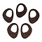 Natural Wenge Wood Pendants, Undyed, Irregular Oval Charms, Coconut Brown, 39x28x3.5mm, Hole: 16x22.5mm