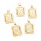 Brass Pendants, with Jump Ring, Long-Lasting Plated, Cadmium Free & Nickel Free & Lead Free, Rectangle with Alphabet, Real 18K Gold Plated, Letter.A, 23.5x16x2mm, Jump Ring: 5x0.7mm, 3.6mm Inner Diameter