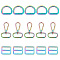 15Pcs 3 Style Rainbow Color Zinc Alloy Swivel Clasps, with D Rings, Slider Buckles, for Bag Replacement Accessories, 4.7~50x4.7~31.5x3.6~6mm, 3 style, 5pcs/style