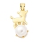 Rack Plating Brass Pendants, with ABS Imitation Pearl, Long-Lasting Plated, Lead Free & Cadmium Free, Real 18K Gold Plated, Deer, 21x12x7mm, Hole: 4x3mm