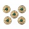 PVD Vacuum Plating 201 Stainless Steel Synthetic Malachite Pendants, Real 18K Gold Plated, Flat Round Charms, 19x5mm, Hole: 1.8mm