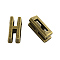 Tibetan Style Alloy Letter Slide Charms, Cadmium Free & Nickel Free & Lead Free, Letter.H, 11x2~8x4mm, Hole: 7x2mm, about 1135pcs/1000g