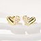 Brass Stud Earrings, with ABS Imitation Pearl, Rack Plating, Long-Lasting Plated, Lead Free & Cadmium Free, Heart, Real 18K Gold Plated, 9x12mm