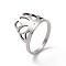Non-Tarnish 201 Stainless Steel Crown Finger Ring, Hollow Wide Ring for Women, Stainless Steel Color, US Size 6 1/2(16.9mm)
