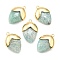 Natural Amazonite Pendants, with Golden Brass Finding, Straberry Shape Charms, Faceted, 25x17.5x7mm, Hole: 1.6mm