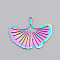 Ion Plating(IP) 304 Stainless Steel Pendants, Laser Cut, Ginkgo Leaf, Rainbow Color, 23x30.5x1mm, Hole: 1.6mm