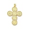 Brass with Cubic Zirconia Pendants, Cadmium Free & Lead Free, Cross, Real 16K Gold Plated, 39.5x28.5x1.7mm, Hole: 5x3.5mm