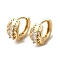 Brass Micro Pave Cubic Zirconia Hoop Earring, Light Gold, 14.5x8.5mm