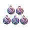 201 Stainless Steel Pendants, Flat Round with Fairy, Rainbow Color, 18.5x15x3.5mm, Hole: 2.5mm
