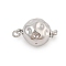 Brass Box Clasps, Cadmium Free & Nickel Free & Lead Free, with Jump Ring and Push Button, Round, Real Platinum Plated, 14.5x9mm, Hole: 2mm