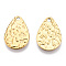 Ion Plating(IP) 304 Stainless Steel Pendants, Textured, Teardrop Charm, Real 18K Gold Plated, 16.5x11x0.8mm, Hole: 1.4mm