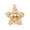 Brass Micro Pave Clear Cubic Zirconia Pendants, Flower Charms, Real 18K Gold Plated, 20x18x7mm, Hole: 1.6mm