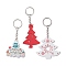 Christmas Wood Kechain, with Iron Split Key Rings, Christmas Tree, Mixed Color, 10.5~12cm