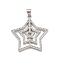 Rack Plating Brass Micro Pave Cubic Zirconia Pendants, Star, Lead Free & Cadmium Free, Long-Lasting Plated, Platinum, 27.5x26.5x2.5mm, Hole: 3.5x4.5mm