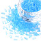 Transparent Glass Bugle Beads, Round Hole, Deep Sky Blue, 3~8x2mm, Hole: 0.7mm, about 450g/pound