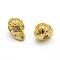 Brass Micro Pave Grade AAA Cubic Zirconia Beads, Cadmium Free & Nickel Free & Lead Free, Skull, Clear, Real 18K Gold Plated, 13x8.5x10mm, Hole: 3mm