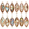 BENECREAT 12Pcs 2 Styles Abalone Shell Charms Connector Natural Paua Shell Connector Pendant Horse Eye Links with Brass Edging for Bracelet Earrings, DIY Jewelry Making