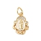 Brass Micro Pave Clear Cubic Zirconia Pendants, Cadmium Free & Nickel Free & Lead Free, with Enamel and Jump Ring, Real 18K Gold Plated, Palm, 14x10x2.5mm, Hole: 3mm