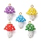Seed Beads Beaded Charms, with Iron Loop, Mushroom Pendants, Mixed Color, 25x17mm, Hole: 2.5mm