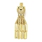 Brass Micro Pave Cubic Zirconia Big Pendants, with Enamel, Cadmium Free & Nickel Free & Lead Free, Leopard Head with Tassel, Real 18K Gold Plated, 79x19x20mm, Hole: 5.5x2mm and 3.5x1.5mm