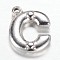 Tarnish Resistant 201 Stainless Steel Charms, Letter C, Stainless Steel Color, 15.2x12.2x2.8mm, Hole: 1.2mm