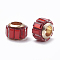 Glass European Beads, Large Hole Beads, with Brass Core, Faceted, Rondelle,  Light Gold, Red, 9~10.5x7mm, Hole: 5mm