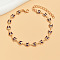 Bohemian Style Brass Enamel Butterfly Link Anklets, Golden, Purple, 8-1/4 inch(210mm)