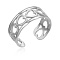 304 Stainless Steel Open Cuff Rings, Hollow Heart, Stainless Steel Color, Inner Diameter: 19mm