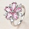 Plum Blossom Brass Pave Cubic Zirconia Finger Rings for Women, Platinum, US Size 9(18.9mm)