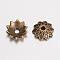 Alloy Bead Caps Enamel Settings, Multi-Petal Flower, Antique Bronze, 7.5x2mm, Hole: 1.5mm