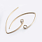 Brass Earring Hooks, Ear Wire, with Horizontal Loop, Golden, 29x15mm, Hole: 2mm, 22 Gauge, Pin: 0.6mm, 22 Gauge, Pin: 0.6mm