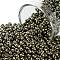 12/0 Glass Seed Beads, Metallic Colours Style, Round, Dark Olive Green, 12/0, 2mm, Hole: 1mm, about 30000pcs/pound