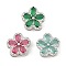 Brass Micro Pave Cubic Zirconia Slide Charms, Long-Lasting Plated, Flower, Platinum, 13x6mm, Hole: 1.5x3.5mm and 10x1.5mm