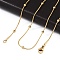 304 Stainless Steel Round Snake Chain Necklaces, with Round Beads and Lobster Claw Clasps, Golden, 16.53 inch(42cm), 1mm