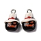 Halloween Theme Opaque Resin Pendants, with Platinum Plated Iron Loops, Pumpkin, 17.5x12x6.5mm, Hole: 2mm