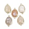 Natural Moonstone Faceted Connector Charms, Rack Plating Brass Oval Links, Golden, 22.5~23x13.5~14x6mm, Hole: 1.4mm