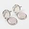 Natural Rose Quartz Pendants, with Brass Diffuser Locket Findings, Flat Round with Tree, Platinum, 31x25x8mm, Hole: 4mm