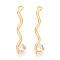 Brass Micro Pave Clear Cubic Zirconia Pendants, Nickle Free, Real 18K Gold Plated, 29.2x5.2x3mm, Hole: 1.4mm
