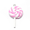 Handmade Polymer Clay Big Pendants, Lollipop, Pearl Pink, 43~52x27~29x7~10mm, Hole: 2mm