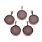 Alloy Pendant Cabochon Settings, Lead Free & Nickel Free, Round, Red Copper, 40x26.5x6.5mm, Hole: 9.5x5mm, Tray: 24mm