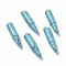 Synthetic Turquoise Pointed Pendants, with 201 Stainless Steel Split Rings, Bullet, Stainless Steel Color, 42~46x10mm, Hole: 5mm