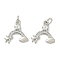 Brass Micro Pave Cubic Zirconia Pendants, Rainbow with Airplane Charms, Long-Lasting Plated, Cadmium Free & Lead Free, Rack Plating, with Jump Ring, Platinum, 14.5x14.5x3.5mm, Hole: 3.3mm