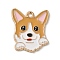 Alloy Pendant, with Enamel, Dog Charm, Sandy Brown, 21x18x1.4mm, Hole: 1.6mm