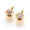304 Stainless Steel Rhinestone Charms, April Birthstone Charms, Flat Round, Crystal, 9.3x6.5x4mm, Hole: 2mm