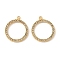 304 Stainless Steel Rhinestone Pendants, Ring Charms, Ion Plating(IP), Real 18K Gold Plated, 17.5x15x2mm, Hole: 1.4mm